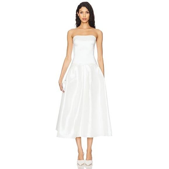 MORE TO COME Cambria Strapless Dress - S White Midi - Picture 1 of 3